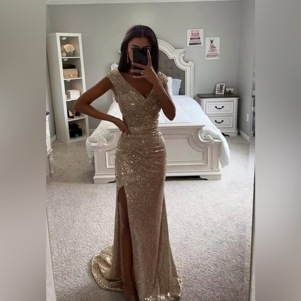 Elegant Gold Evening Gown